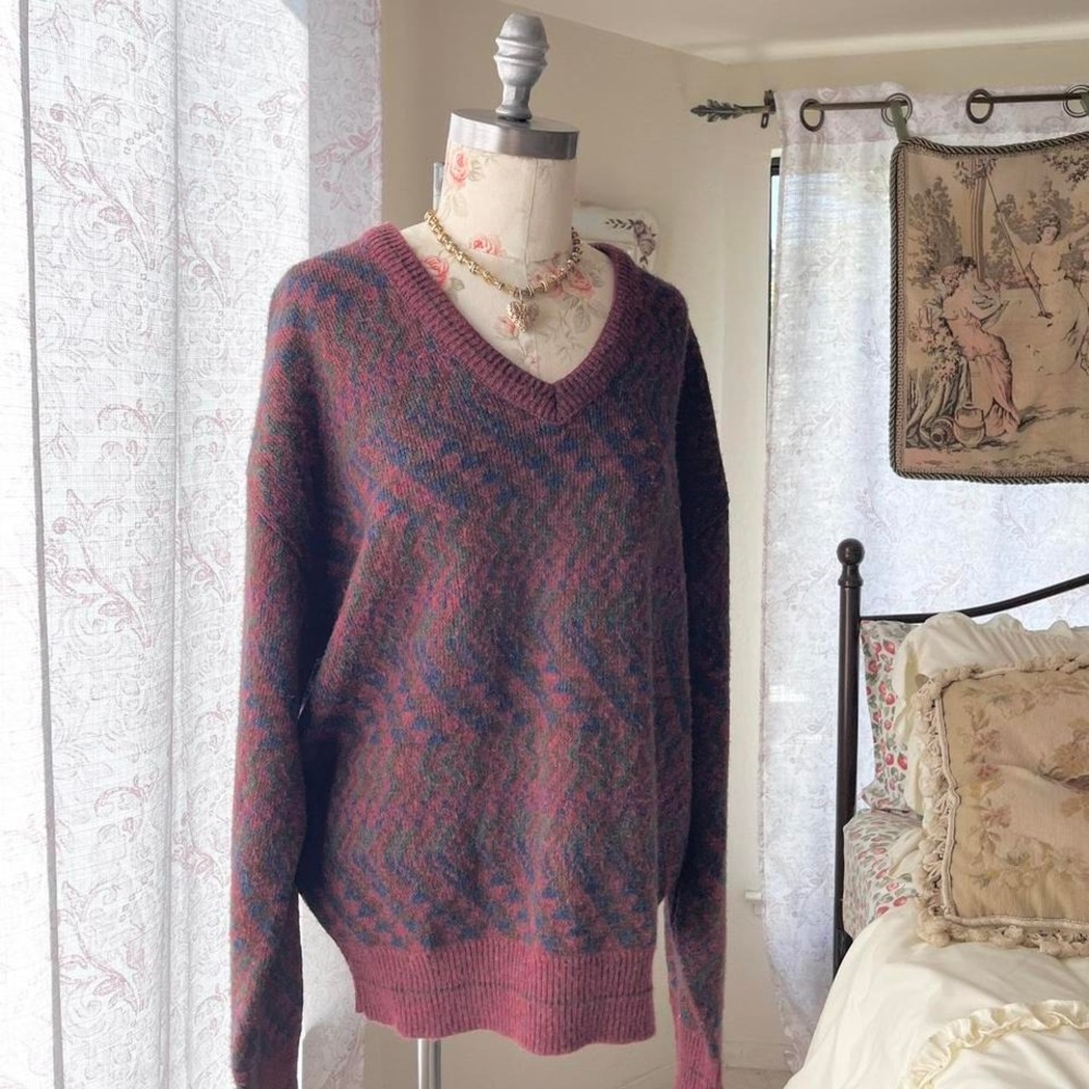 vintage‎ red grandpa sweater